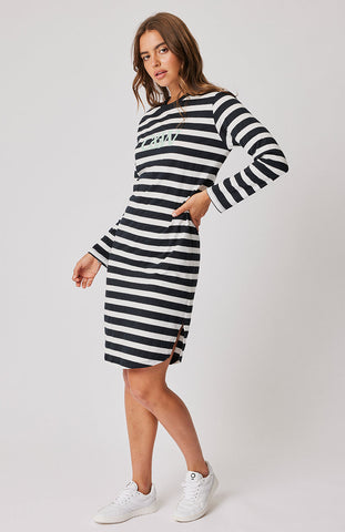 Cartel & Willow Alexis Long Sleeve Black/White Stripe Dress